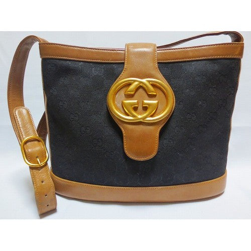 OLD Gucci G金具レアショルダー(黒キャンパス)