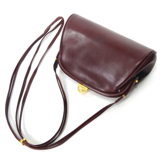 OLD Gucci 70s筆記体ロゴ がま口ミニショルダー(ボルドー)