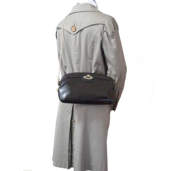 OLD Gucci 総革レアG金具2WAYチェーンバッグ(濃茶)