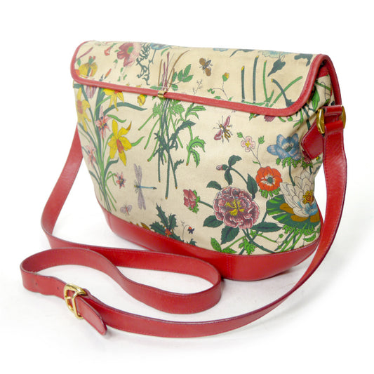 OLD Gucci <訳あり>フローラ柄ショルダーバッグ(赤)