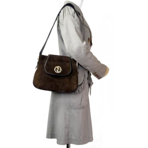 OLD Gucci 1973スエードワンショルダー(濃茶)