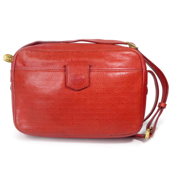 【OLD GUCCI】かっちりBox型　ミニショルダーバッグ　GG柄 OLD Gucci 80s総革GG型押しミニショルダー（赤） – Vintage Shop Rococo