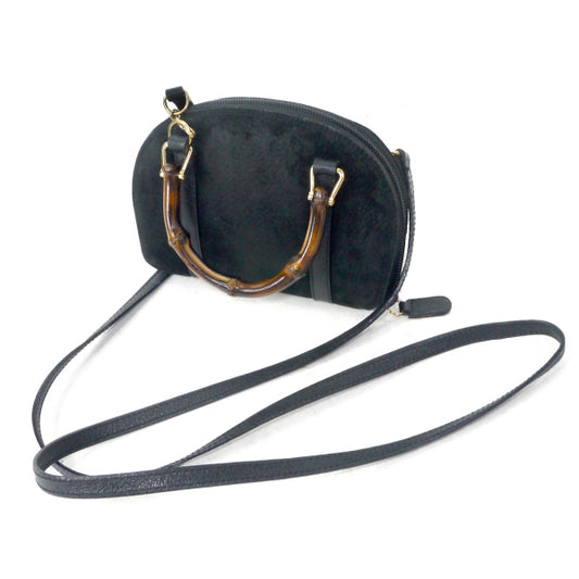 OLD Gucci バンブー×スエード ウォレットショルダー(黒)