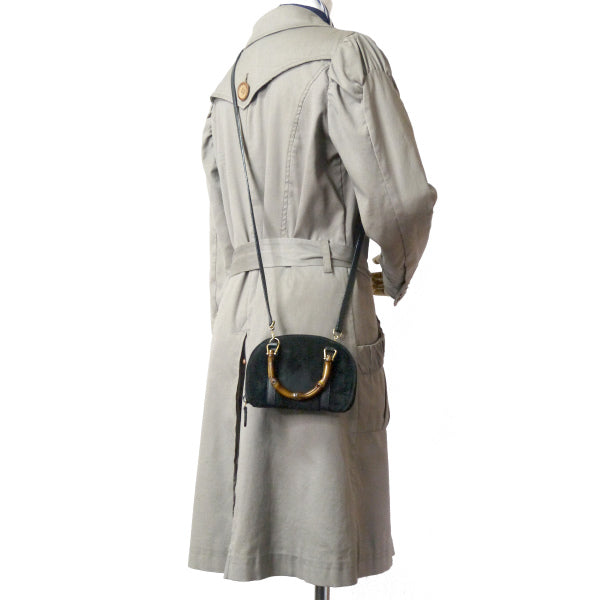 OLD Gucci バンブー×スエード ウォレットショルダー(黒)