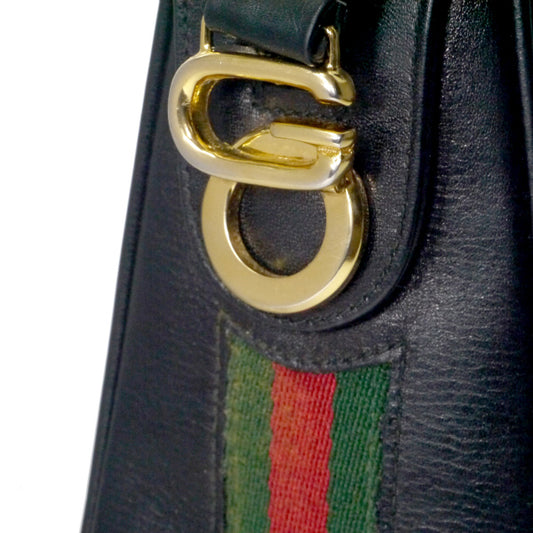 OLD Gucci サイドシェリー総革ワンショルダー(黒)