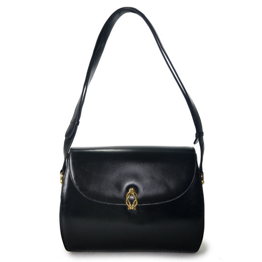 OLD Gucci アンティーク留め具2WAYレザーバッグ(黒)