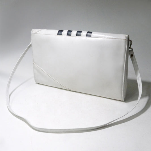 OLD Gucci 総革モノトーンライン2WAYバッグ(白/黒)