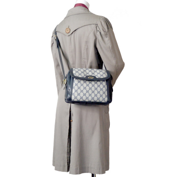 OLD Gucci 70s筆記体ロゴ2WAYショルダー(青)