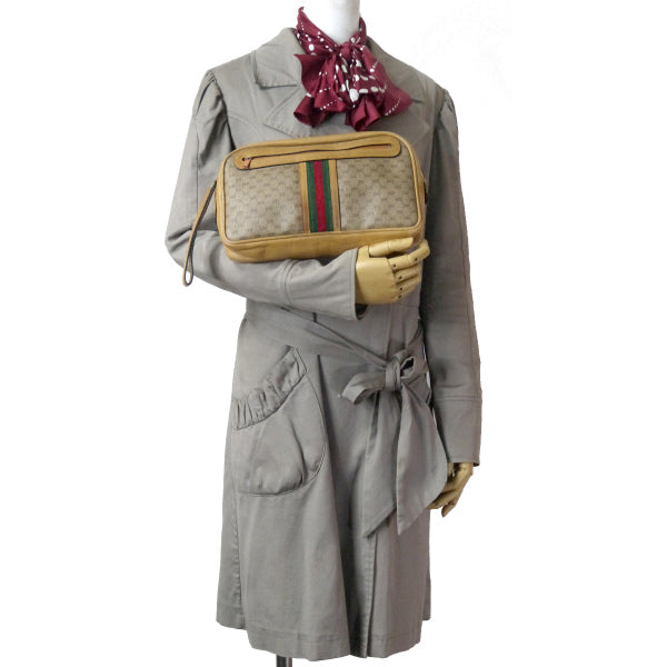 OLD Gucci マイクロGGシェリークラッチバッグ(キャメル)