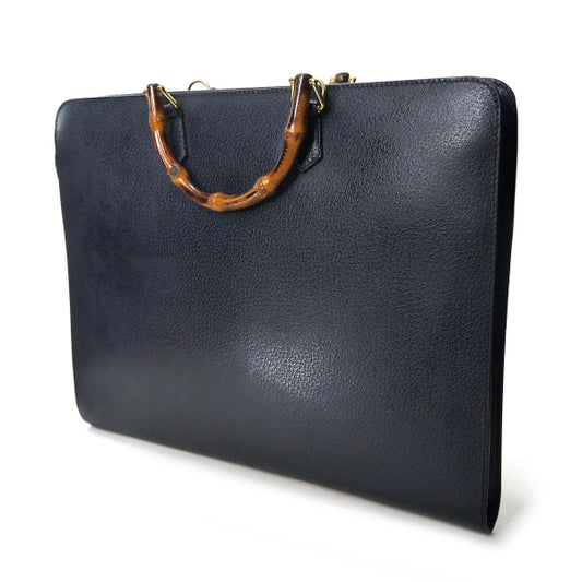 OLD Gucci バンブーハンドル総革ブリーフケース(濃紺)