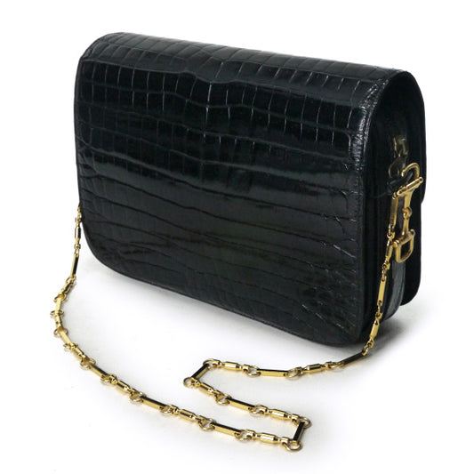OLD Gucci 激レア!!クロコチェーンバッグ(黒)