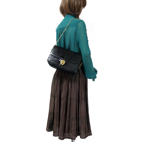 OLD Gucci 激レア!!クロコチェーンバッグ(黒)