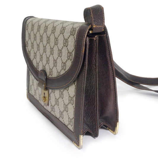 OLD Gucci 鍵穴デザインGG柄ショルダー(茶)