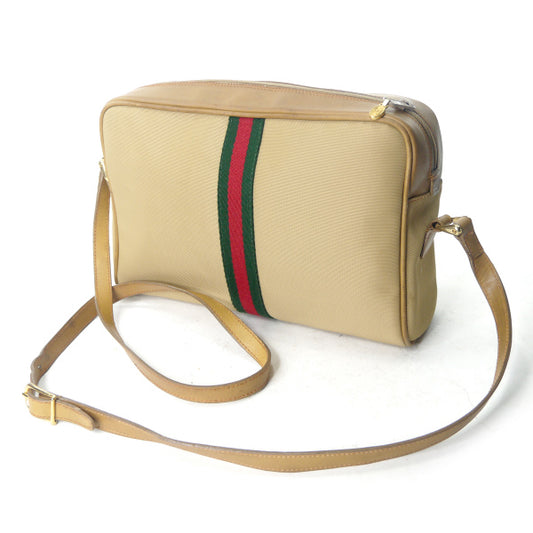 OLD Gucci 定番ショルダー縦シェリー(ベージュ・大)