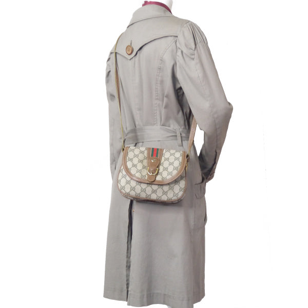 OLD Gucci GG柄シェリー3層ポシェット(茶)
