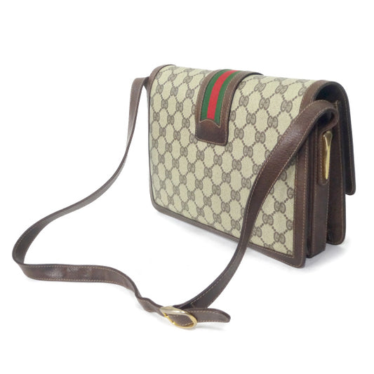 OLD Gucci レア!GGロック金具シェリーショルダー(茶)