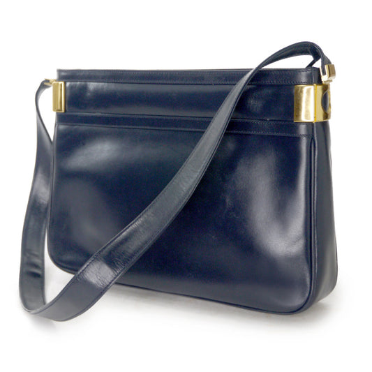 OLD Gucci 70sサイドG金具レザーショルダー(紺)