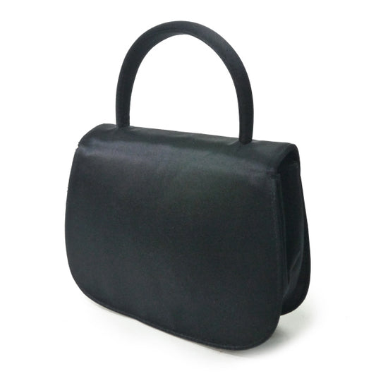 OLD Gucci ホースビット×ラインストーン サテンミニハンドバッグ(黒)