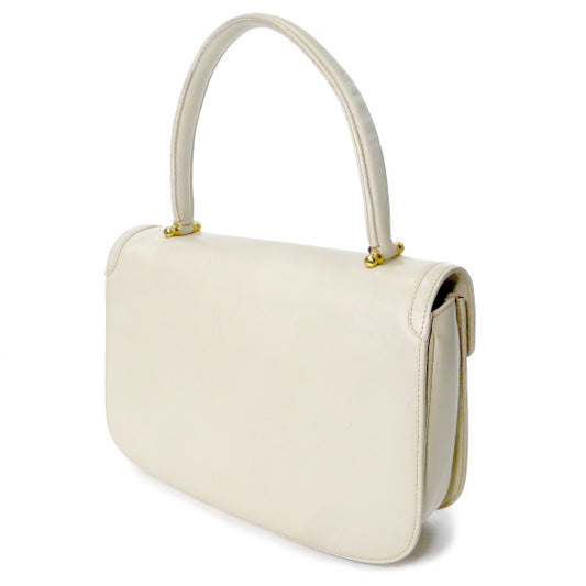 OLD Gucci 総革GGロゴ金具ハンドバッグ(オフホワイト)
