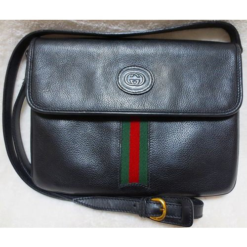 OLD Gucci ブラック総皮ショルダー