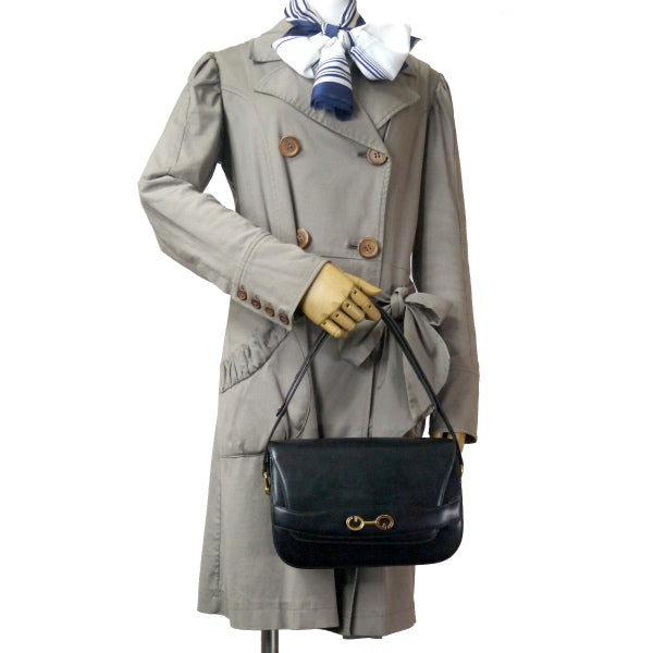 OLD Gucci 差し込みGG金具2WAY総革ショルダー(黒)