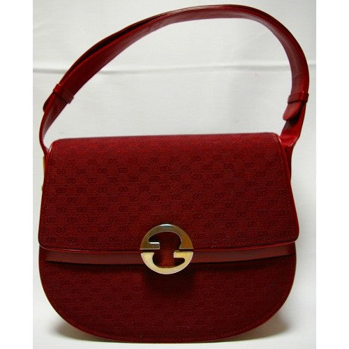 OLD Gucciワインレッド!ジャガード半円ショルダー