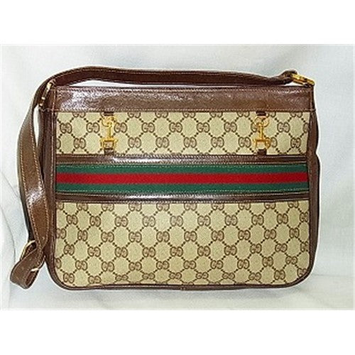 OLD Gucci ビット金具大型ショルダー(茶)