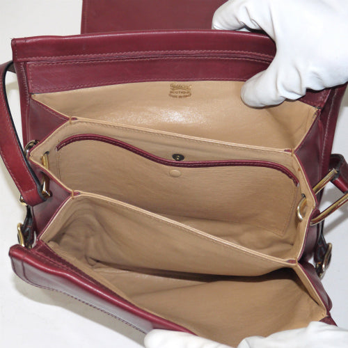 OLD Gucci サイドポケット総皮ショルダー(ワイン)