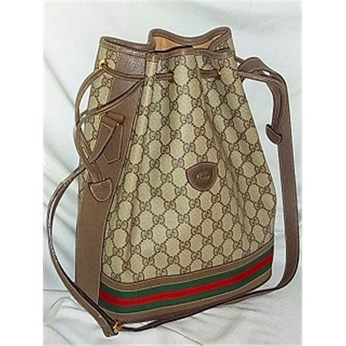 OLD Gucci 巾着型ショルダー(茶)サイドリボン