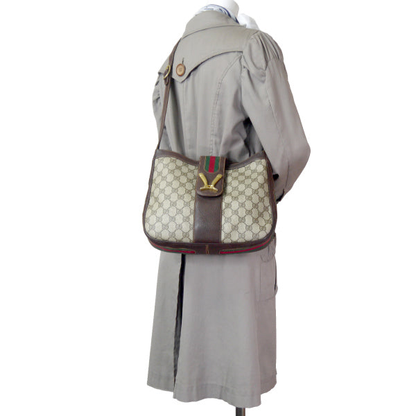 OLD Gucci 80s レア!ブーツマーク金具ショルダー(茶)