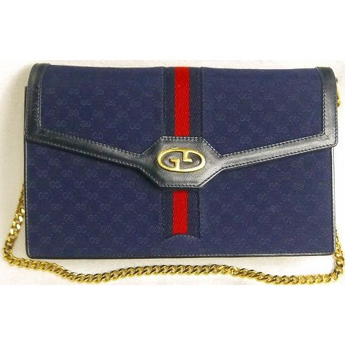 OLD Gucci チェーンクラッチバッグ(紺)