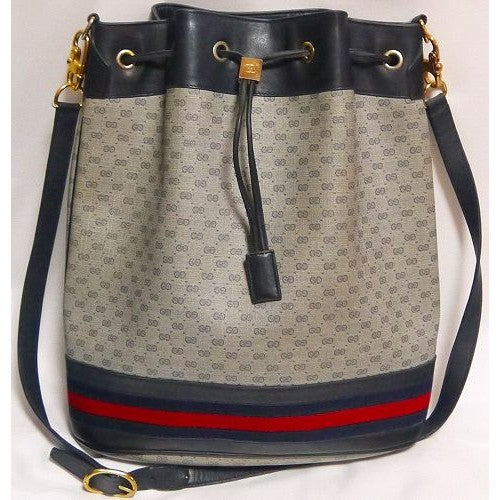 OLD Gucci 巾着型ショルダー(青マイクロGG)