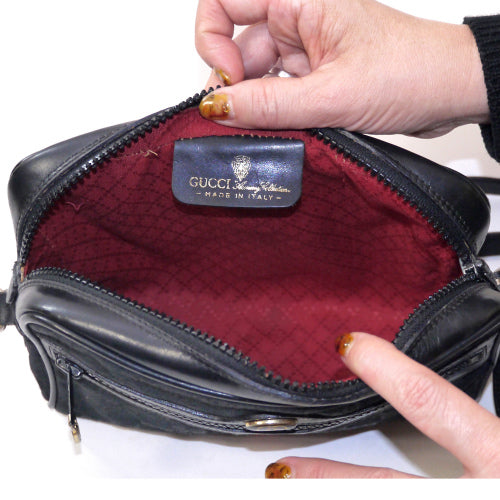 OLD Gucci 定番ショルダー縦シェリー(黒・小)