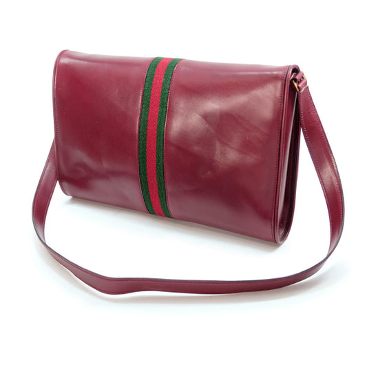 OLD Gucci ブーツ留め具シェリーラインショルダー(ワインレッド)