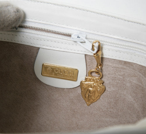 OLD Gucci 白ホースビット総皮ショルダー