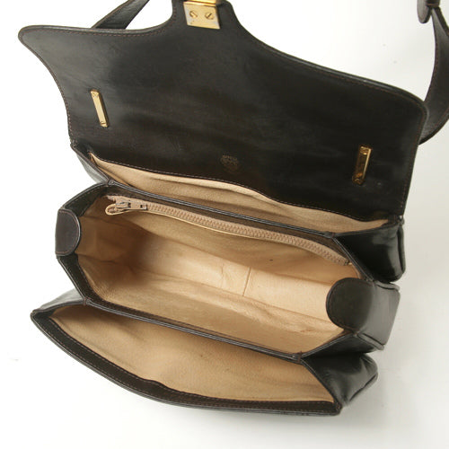 OLD Gucciブラウン三層式総革ショルダー