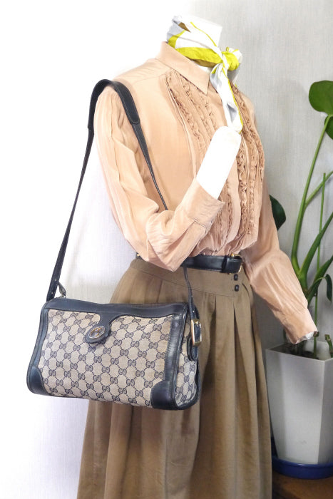 OLD Gucci 70s横長ジャガードショルダー(黒)