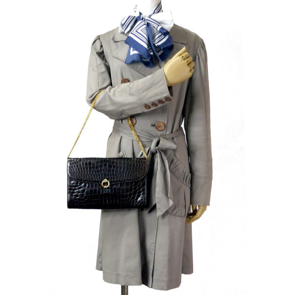 OLD Gucci70s! エキゾチックレザー・チェーンクラッチ(濃茶)