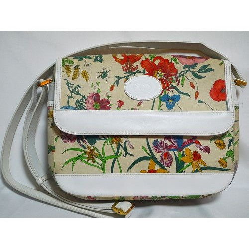 OLD Gucci FLORA フローラ斜め掛けショルダー(白)