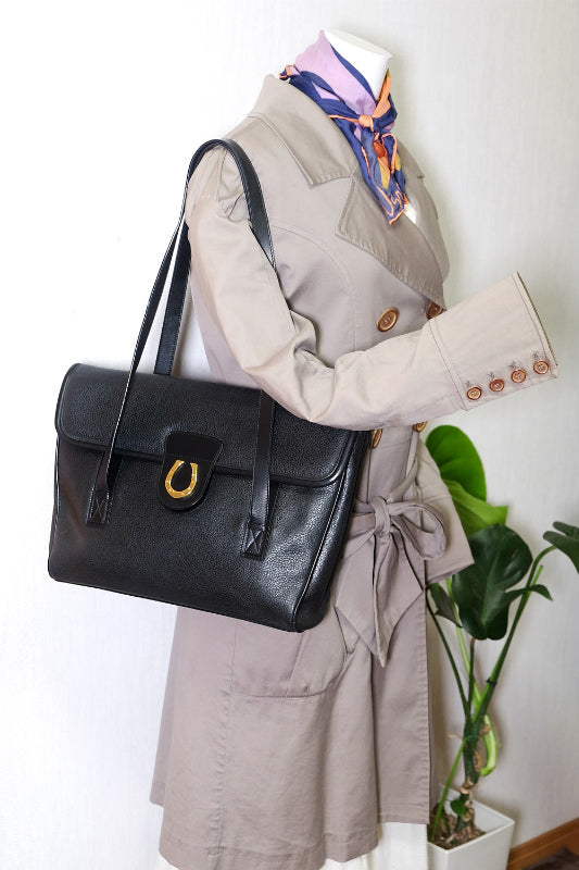 OLD Gucci 総革 ビット ビジネストートバッグ(黒)