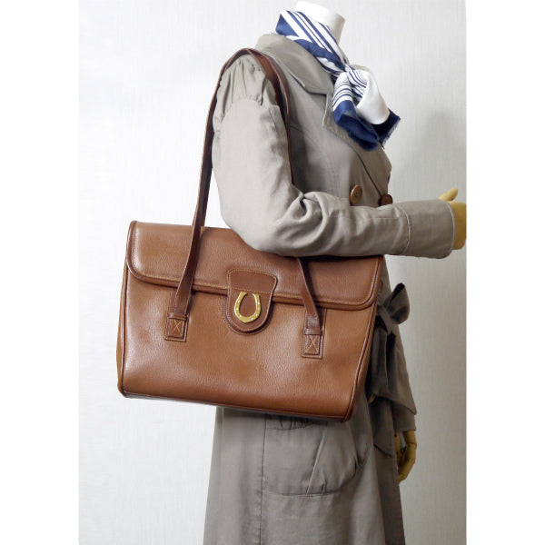 OLD Gucci ホースシュー金具ビジネストートバッグ(茶)