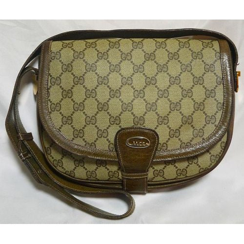 OLD Gucci 茶ワニ金具 2層ショルダー