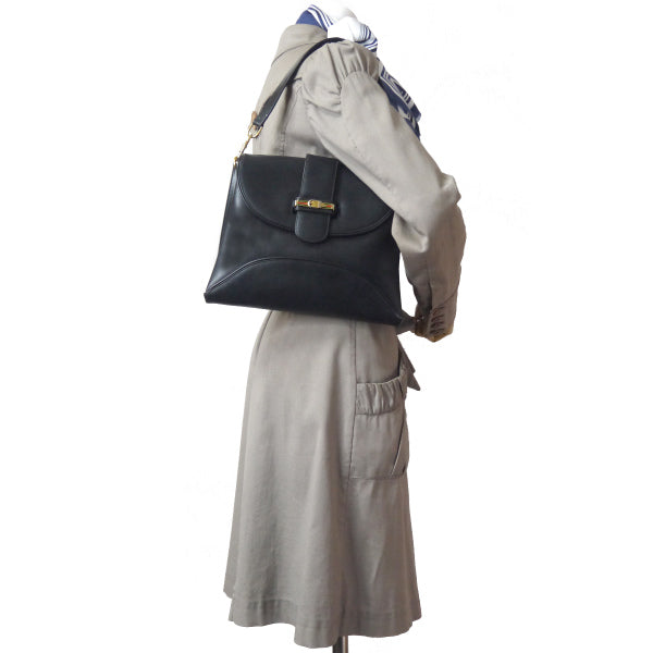 OLD Gucci シェリーベルト留め具レザーショルダー(黒)