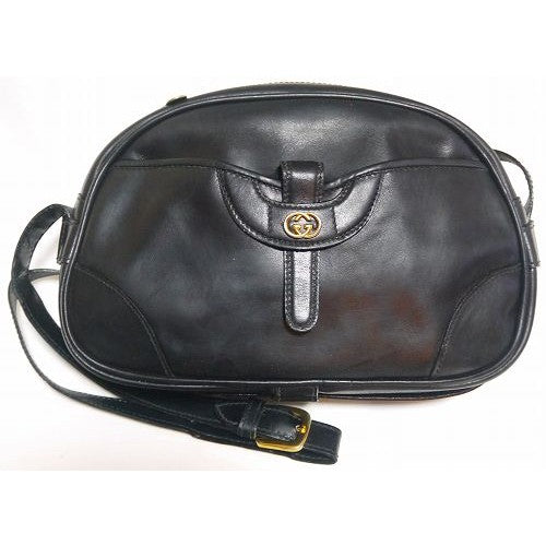 OLD Gucci UFO黒総皮ショルダー