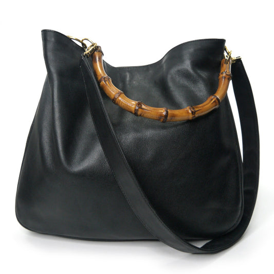 OLD Gucci ホーボー2Wayバンブーバッグ(黒・大)