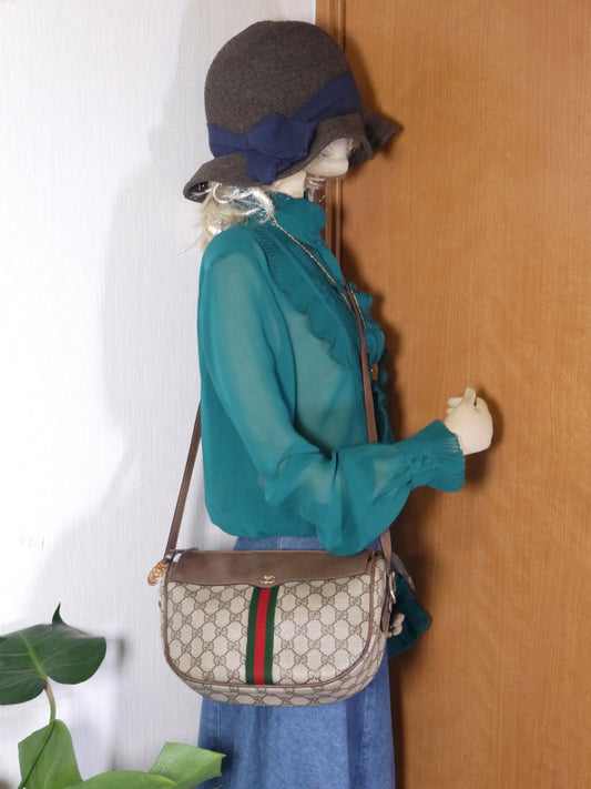 OLD Gucci 半円シェリーショルダー(茶)