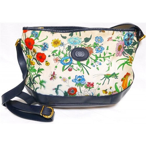 OLD Gucci FLORA フローラポシェット(白×黒)