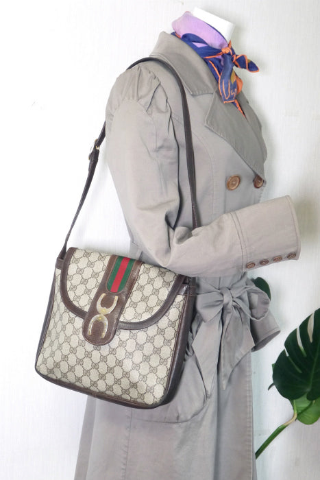 OLD Gucci ホースビット縦金具ワンショルダー(茶)