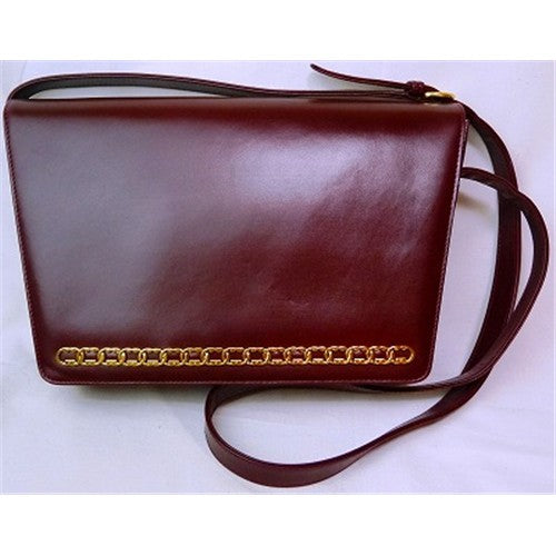 OLD Gucci 台形ワインレッドショルダー総革