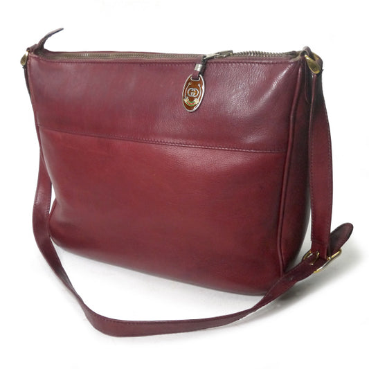 OLD Gucci 70s総革GG金具 大型ショルダー(ルージュ)